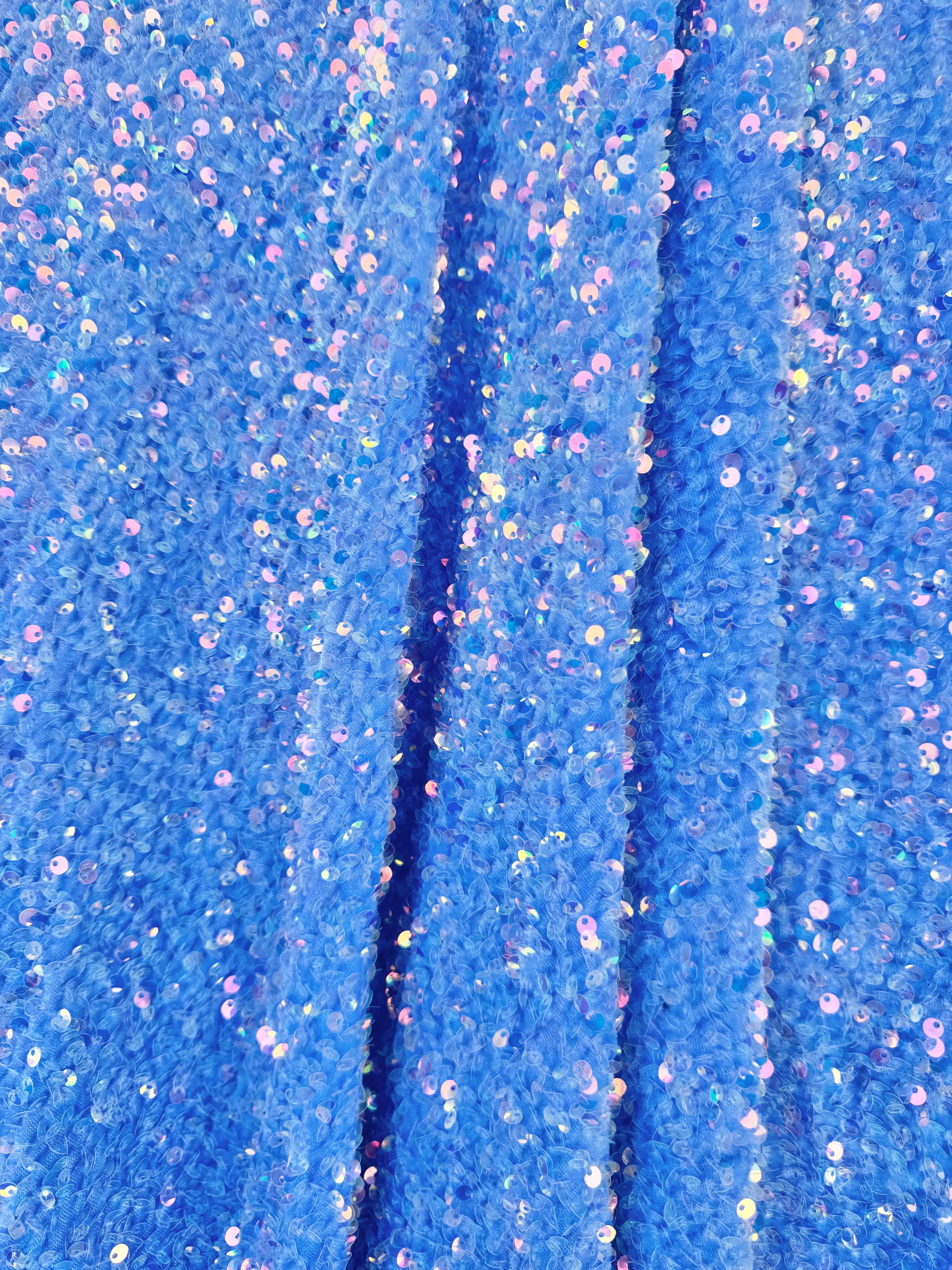 Baby Blue Sequin on Velvet