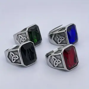 1pc Retro Hip-hop Cubic Zirconia Stainless Steel Ring, Suitable for Daily Decoration, Holiday Gift Boyfriend/girlfriend, Wedding Engagement Ring