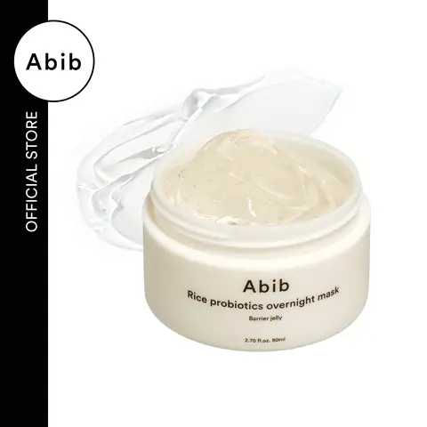 Abib Rice Probiotics Overnight Barrier Jelly Mask - Hydrating Facial Jelly Mask for Dry & Dull Skin, Slugging-Friendly Anti-Age Pick for Night Routine, Barrier Repair, Nourishment, 2.7 fl oz, Radiant & Plump Skin
