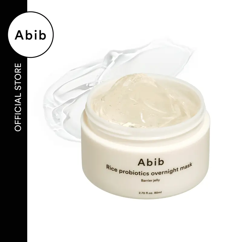 Abib Rice Probiotics Overnight Barrier Jelly Mask - Hydrating Facial Jelly Mask for Dry & Dull Skin, Slugging-Friendly Anti-Age Pick for Night Routine, Barrier Repair, Nourishment, 2.7 fl oz, Radiant & Plump Skin