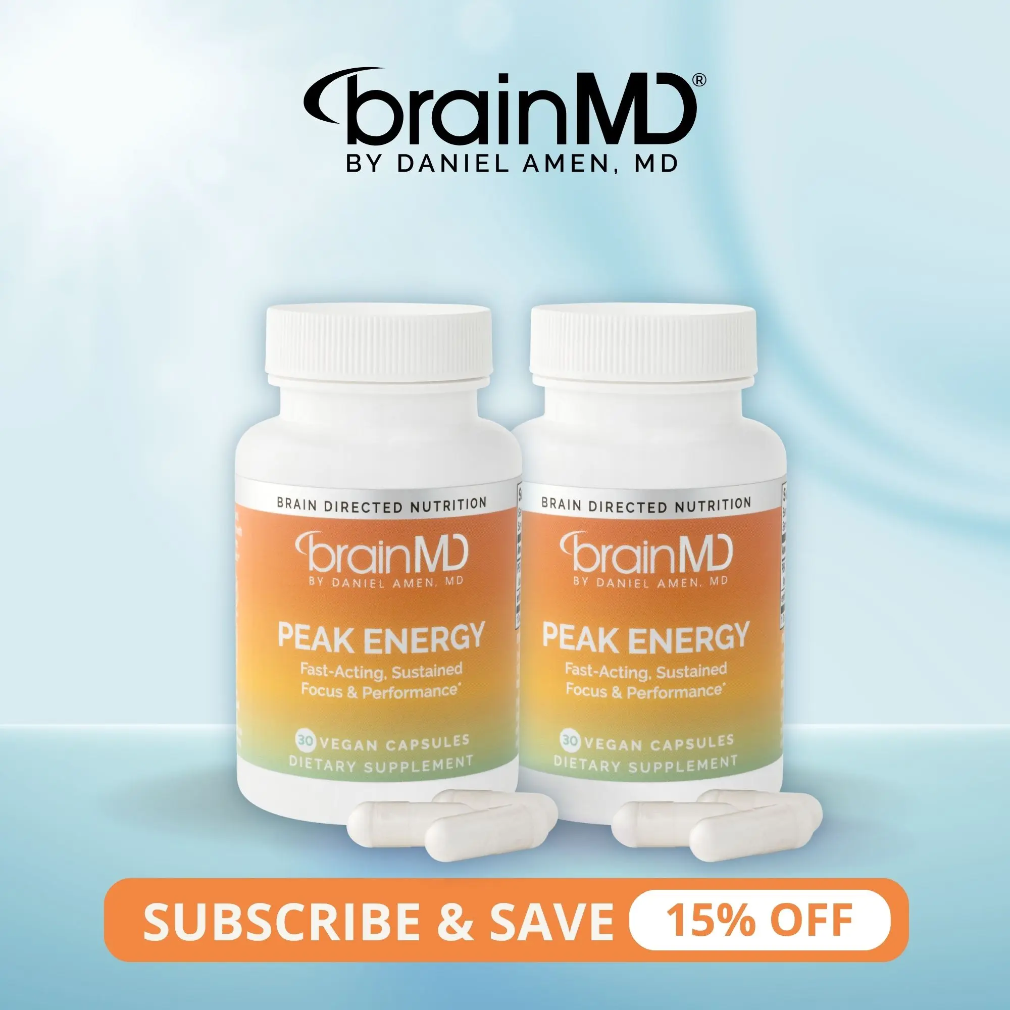 Peak Energy 2-Pack Bundle | BrainMD | 60 Capsules (2x30) | Clean Energy & Focus Support | Muscle Performance, Endurance & Mental Clarity | PEAK ATP & Enfinity Paraxanthine
