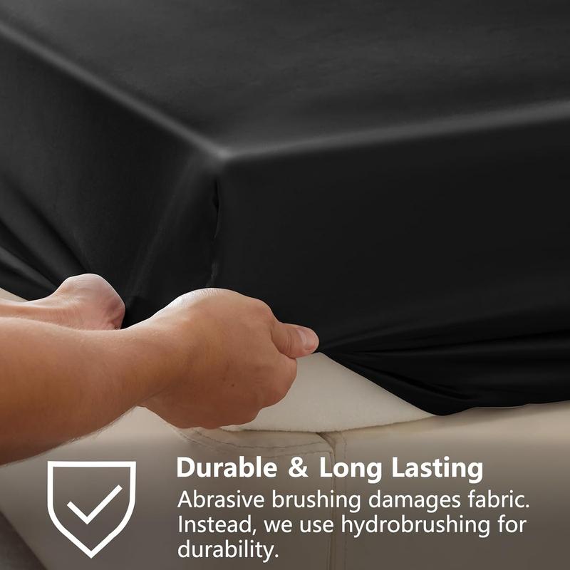 Satin Fitted Sheet Queen Size, Silky Satin Bed Fitted Sheet Only with Silky Microfiber, Deep Pocket, Single Bottom Sheet Sold Separately, Breathable, Smooth and Soft