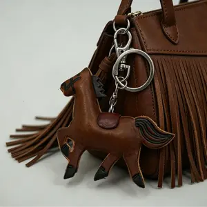 Handmade Top Grain Leather Horse Keychain Charm, Wallet Bag Key Phone Pendant, Unique Gift For Pet Lovers, Cowboy,  Mother's Day & Father's Day Present, Fashion Stylish Ornament, Western Style