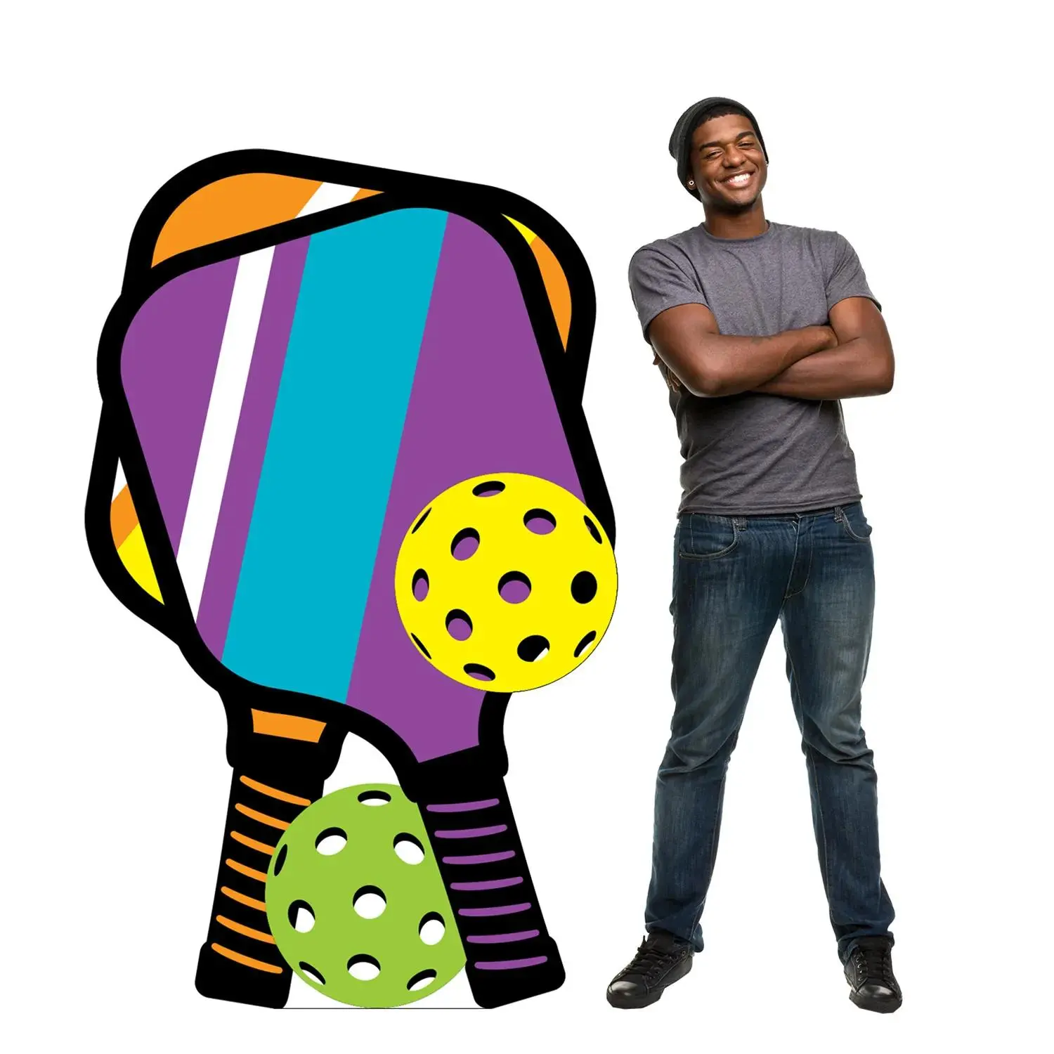 44"x71" Pickleball Party Cardboard Cutout Stand-Up with Easel, Easy-Install Decor for Photo & Event Displays (Home & Festive Party Supplies Accessory)