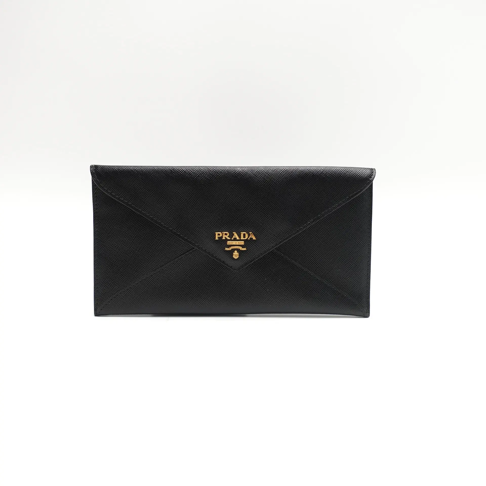 Pre-owned PRADA Calfskin Leather Small Leather Goods Saffiano Black Wallet T10446776