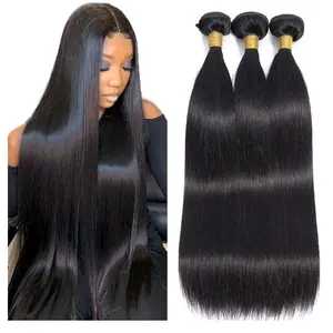 Brazilian Straight Human Hair Bundles 10 12 14 Inch 100% Unprocessed Virgin Straight Weave 3 Bundles Deals Human Hair