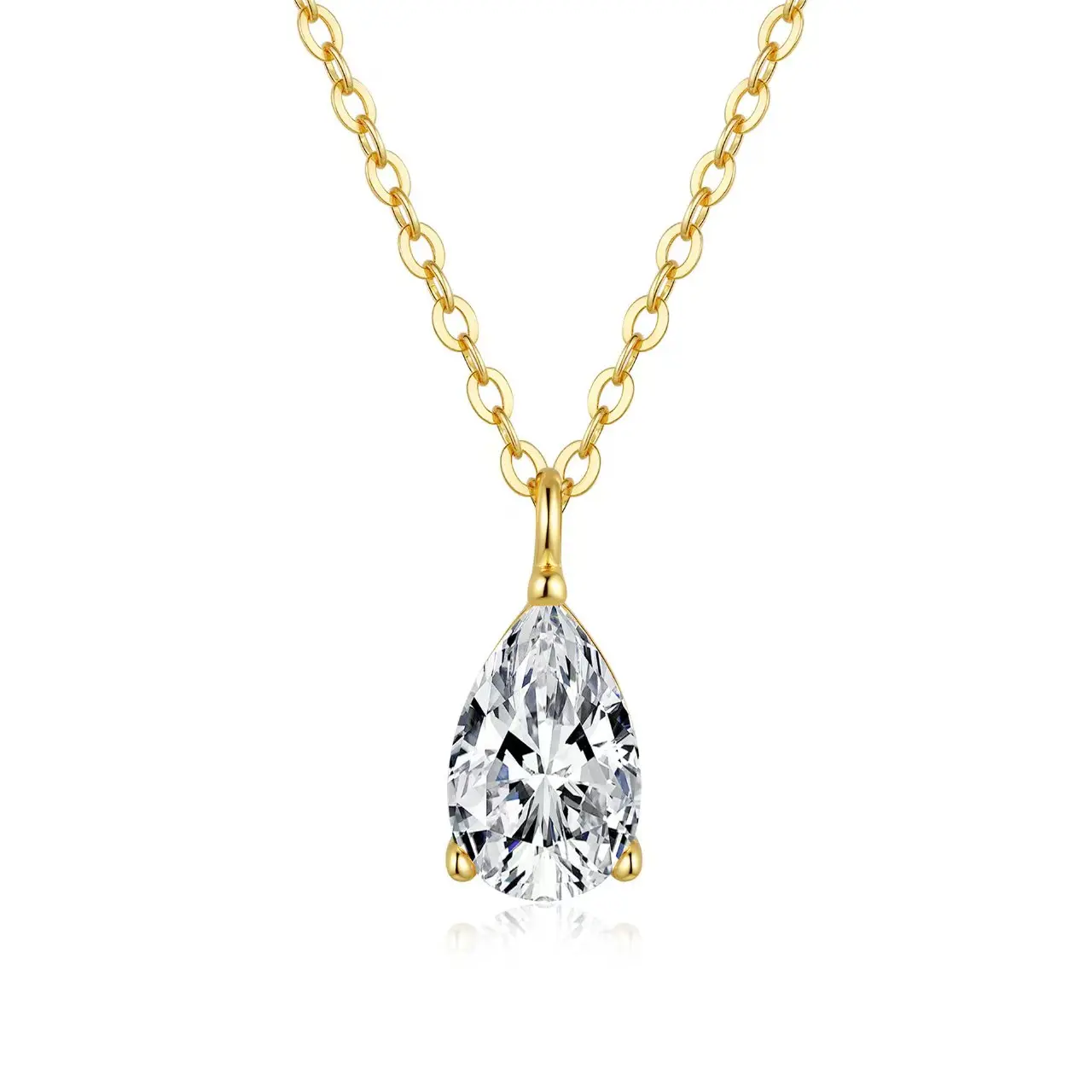 【980】Dangling Teardrop Pendant Necklace , Features a Sparkling 1 or 2 Carat White Synthetic Moissanite, Elegant Everyday Statement Piece