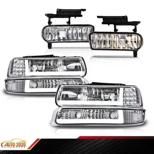 Fit For 00-06 Chevy Silverado Tahoe Lamps & Fog Lights 99-02 LED DRL Headlights