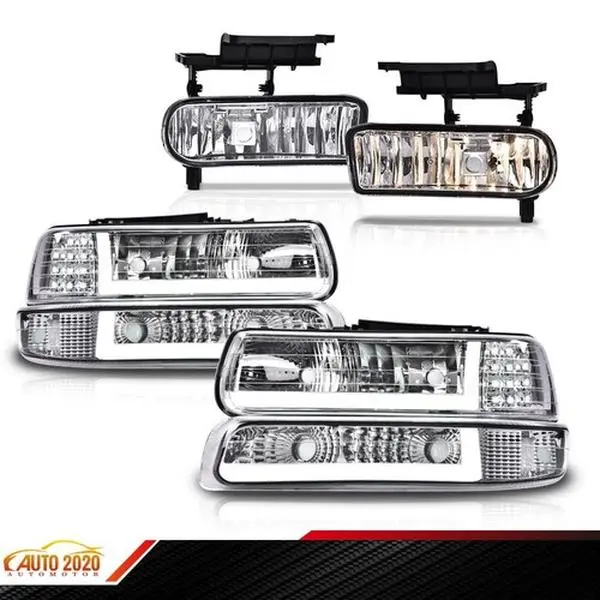 Direct Fit LED DRL Headlamps & Bolt-On Fog Lights for 00-06 Chevy Silverado, 99-02 Chevy Tahoe - Easy Install Car Lights for Show/Replace
