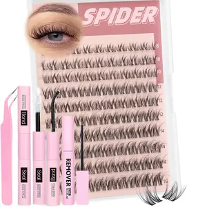 100 Pcs Fluffy Eyelash Extensions Set, Mixed Length D Curl, Natural Wispy Lashes, Fluffy Eyelashes Cluster, DIY False Eyelashes Kit, Self-Adhesive, Beginner Friendly