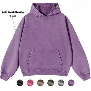 Holafish Oversized Hoodies Pullover Women Fall Acid Wash Plain Preppy Hoodie Streetwear Cotton Vintage Hooded Sweatshirt Cute Pullover Fall Winter Long Sleeve Shirts Outfits Hoodies