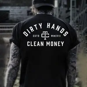 Dirty Hands Clean Money Graphic Tee, Blue Collar Workwear Shirt for Men, Hustle and Grind Apparel, Mechanic Laborer Fashion, 2026 Gift Idea