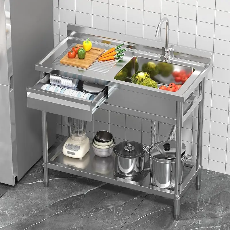 39" Sink with Left Drainboard