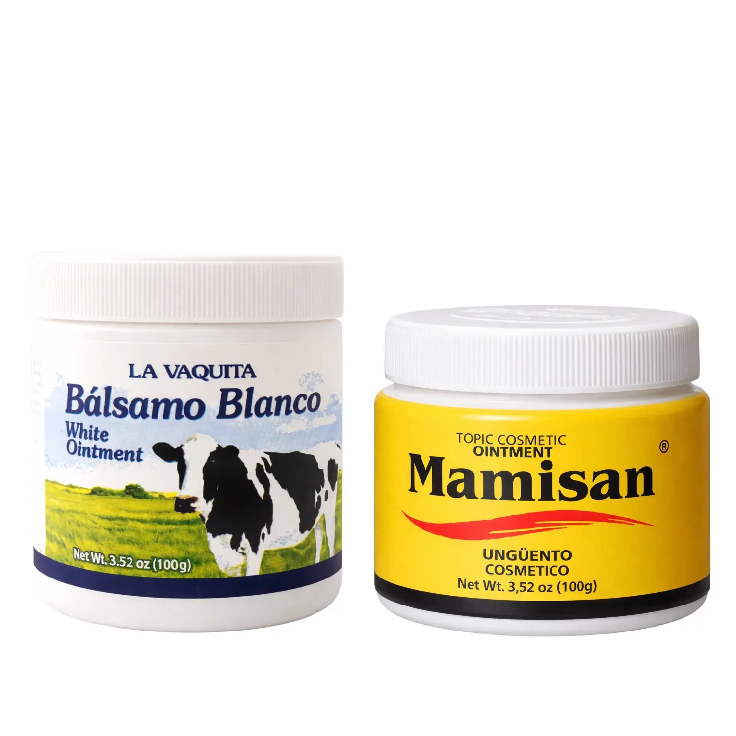 VAQUITA BALSAMO BLANCO & Mamisan Gentle Body Care Cosmetic Pack, Soothing Eucalyptus Balsam & Nourishing Ointment for All Skin Types (100g Each), Restore, Moisturize, Adults, Alcohol-Free, Hydrating, Moisturizers, Soft Skin