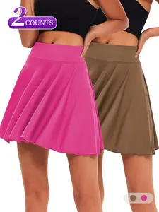 Women's Solid Color Sports Skort, Casual Comfy Breathable Skort for Yoga Gym Workout Running Training, Ladies Sportswear for All Seasons, Casual Sporty Skorts