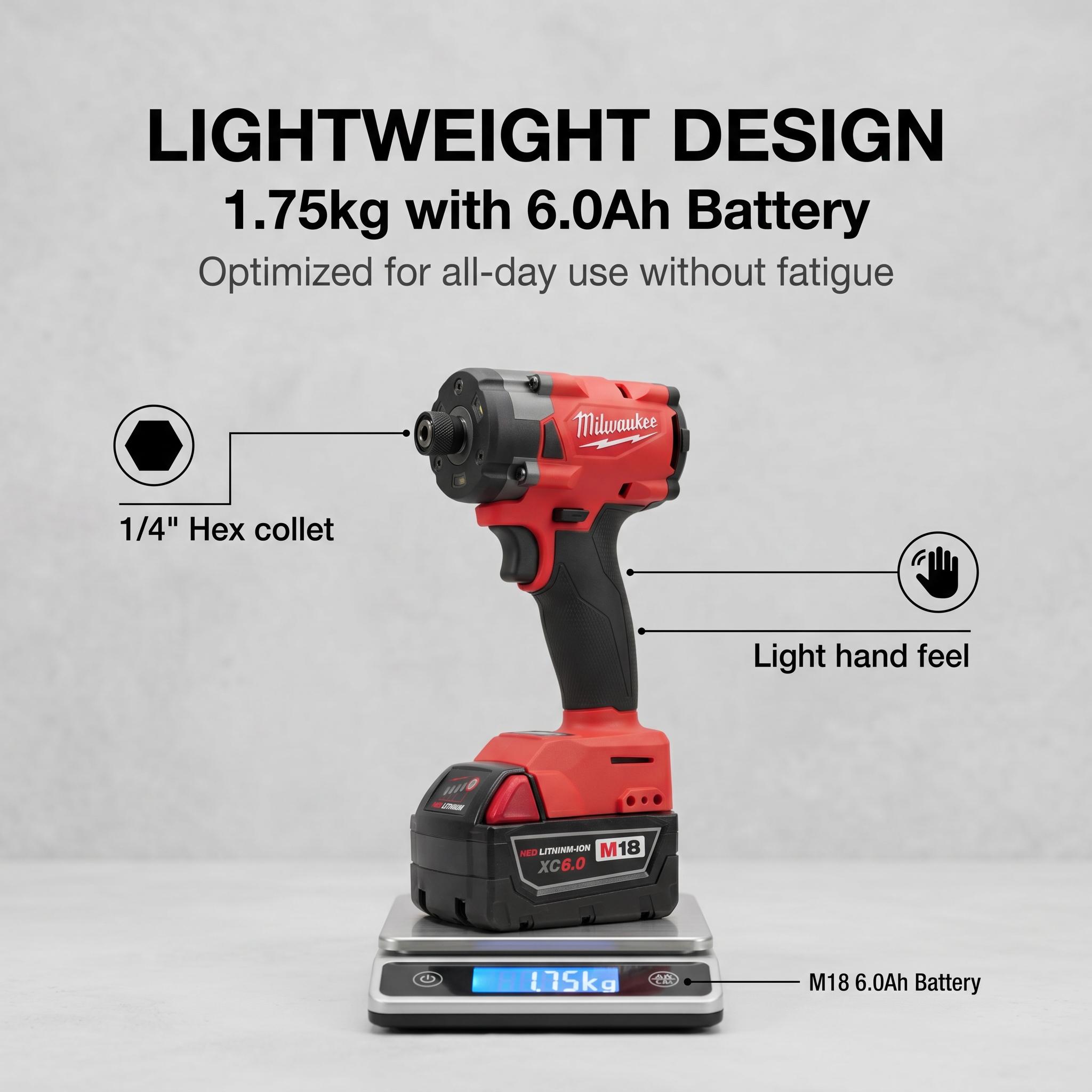 Milwaukee M18 FID3 Compact Spiral Specialty Mechanic Tool - 221 ft-lbs (300 Nm) Torque, 11.4cm Ultra-Short, 1.75kg Light, 4-Speed Control, Battery & Charger Included - For Electricians, Electrical & Framing Work