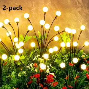 solar firefly string lights, 2pcs 6/8/10LED Outdoor Lawn Light, Landscape Light, Light Sensor Control, No Remote Control, with 600mAh Nickel Battery, Suitable for Outdoor Garden, Patio, Sidewalk, Party Decoration and Holiday Gifts