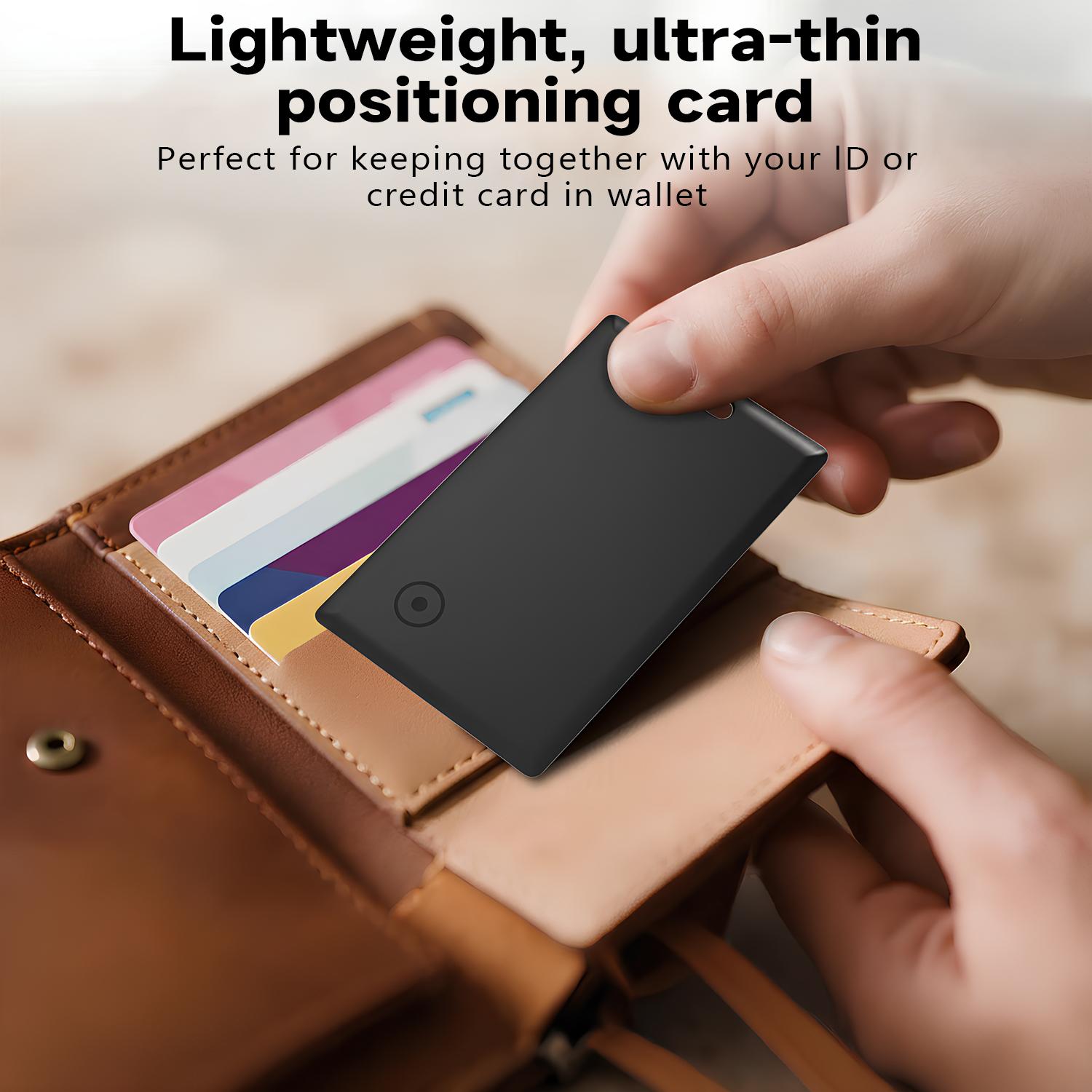 Wallet Tracker Card Air-Tag (iOS Only) - Work with Apple Find My, Bluetooth Tracker Smart Tracking Card Wallet Finder, 0.07in Slim, IP68 Waterproof, Item Locator for Luggage Tags, Passports, Purse