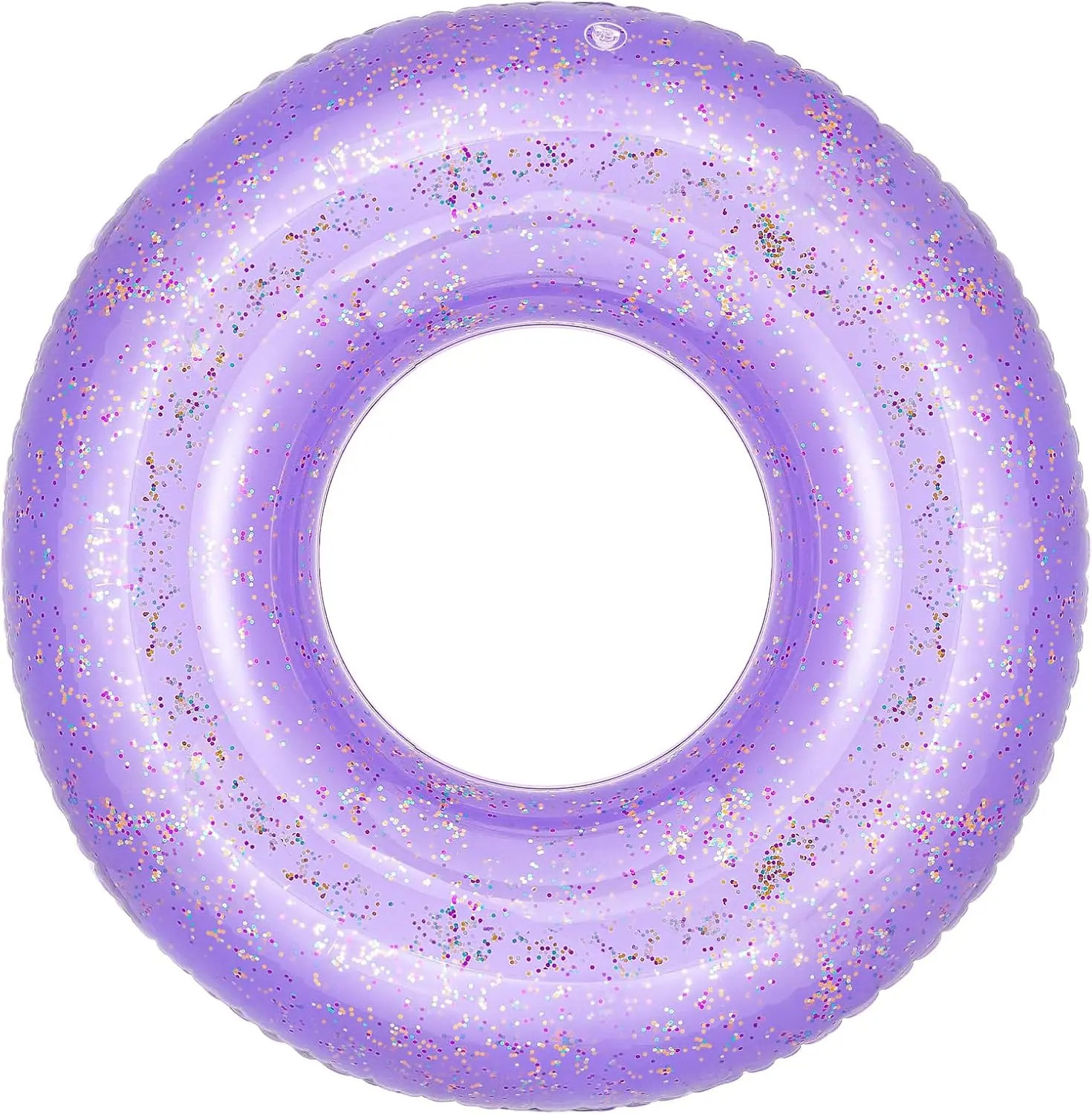 Swim Rings with Glitter, 90cm Diameter Inflatable Pool Float Swimming Pool Float Tube Round Shaped Swimming Tube Water Fun Beach Pool Toys for Summer Party for Kids Adults, Purple(Gift)