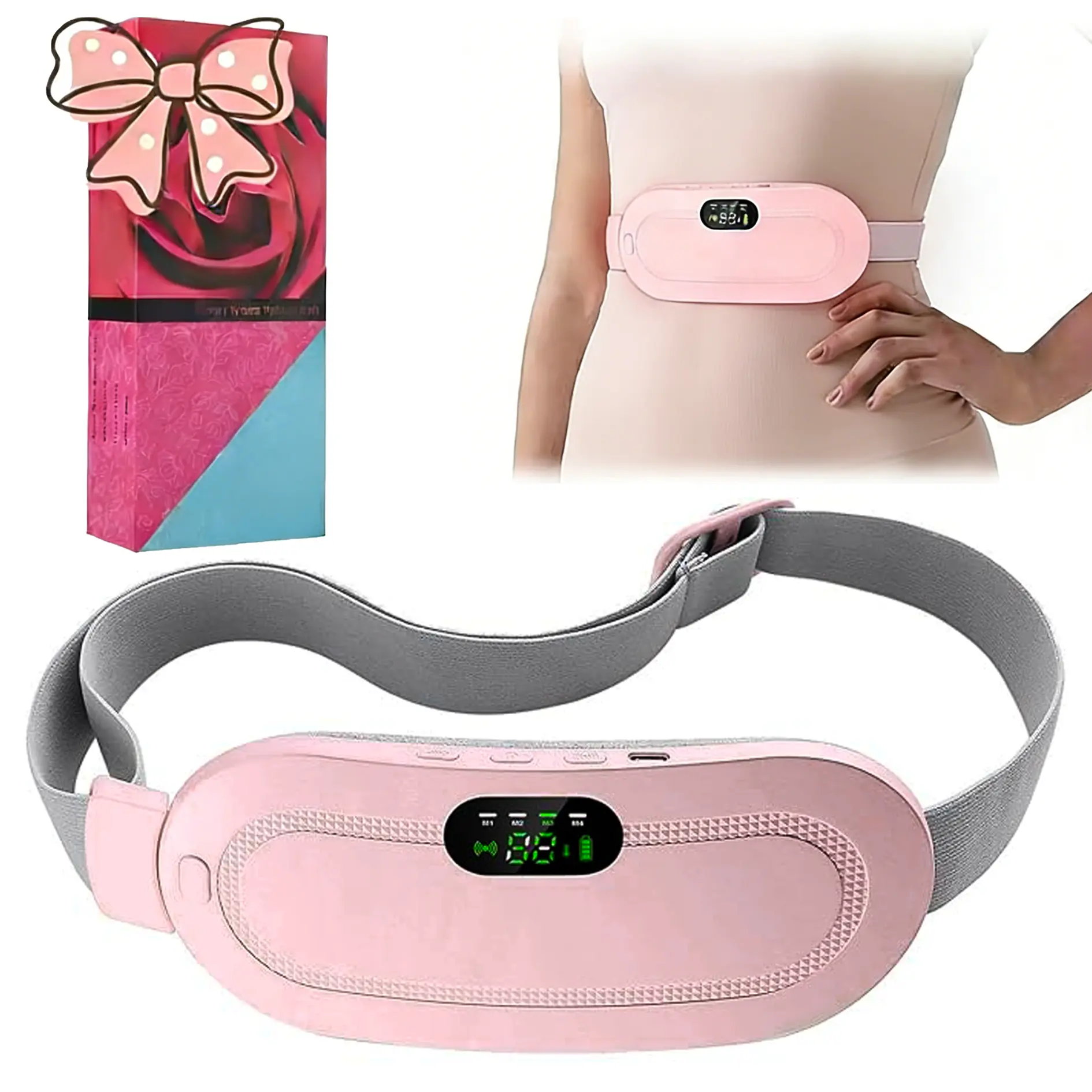 Menstrual Heating Pad Smart Uterus Warmer Belt, Cordless Heating Pad, Electric Waist Belt, Waist-Vibrating Abdominal Massager Body Care Tool Body Care Machine
