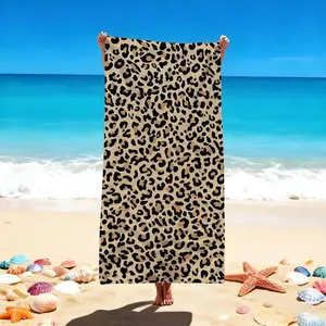 1 PC Leopard Print Beach Towels - Tan and Black Design for Beach and Swimming Quick-drying, water-absorbent, lightweight, anti-sand-sticking, can be used as a travel towel, suitable for swimming pools, spas, leisure, camping, Outdoor