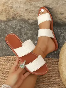 New Flat Sole Slippers Dual Strap Strong Support Soft Elastic Sole Comfortable All Seasons Casual Shoes Breathable Toe Design