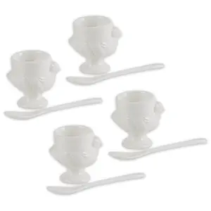 RSVP Set of 4 Porcelain Egg Cups & Spoons