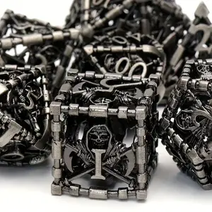 D&d Metal Hollow Death Dice Set, Dnd Metal Dice, Rpg Pathfinder Warhammer Shadowrun Tabletop Game Dice, Includes D20 D12 D10 D% D8 D6 D4, Color Series