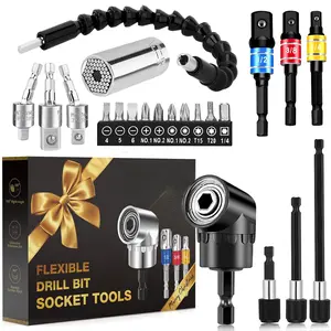 Stocking Stuffers for Men, 22 count Flexible-Drill-Bit-Extension Set Christmas for Men, 105?Right-Angle-Drill Attachment Socket Adapter Bendable  Bit, Cool Gadgets Present Ideas Gifts