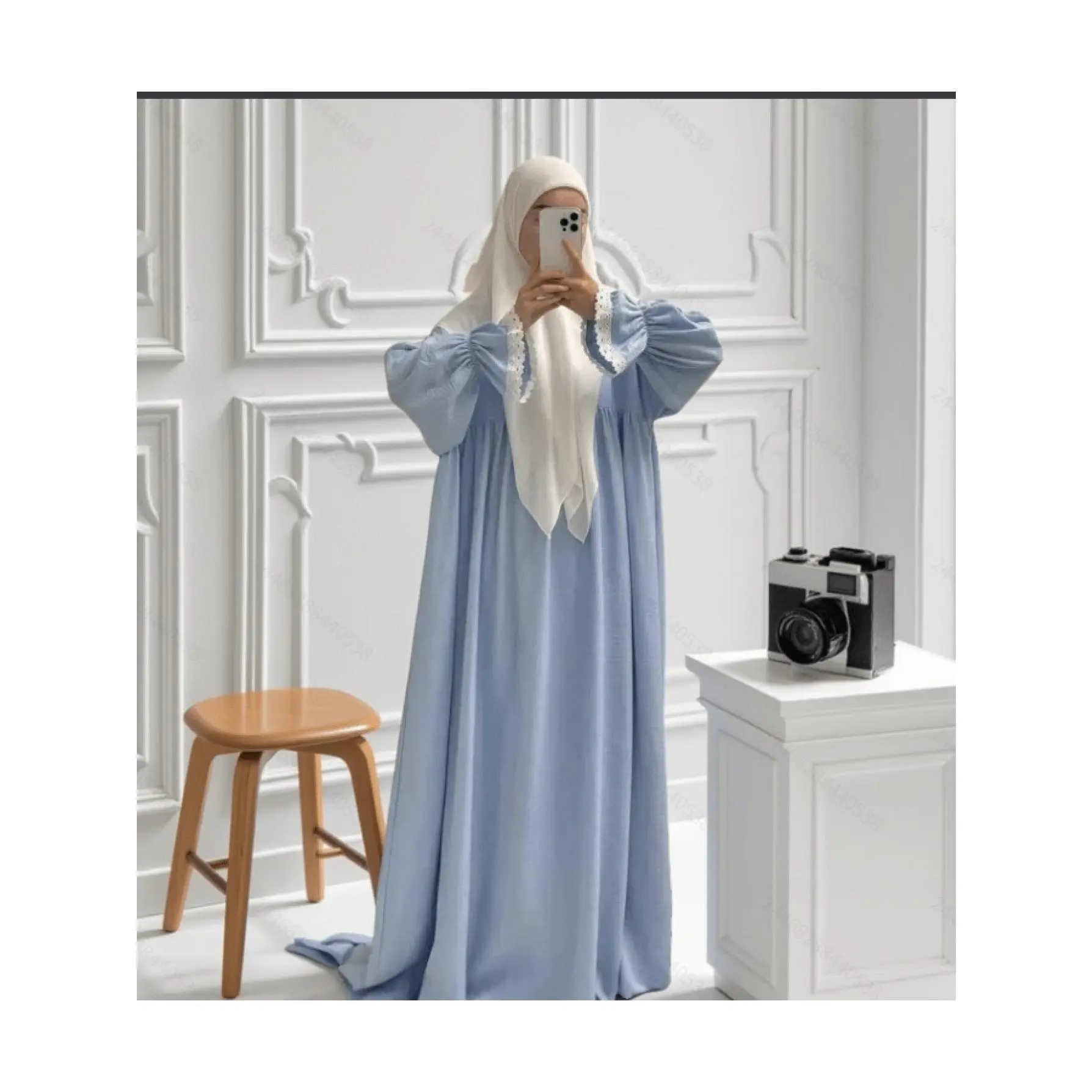 Plus Size, Women's Islamic Hijab Dress Abaya Robe - Full-Length A-Line Muslim Prayer Dress with Hijab Headscarf, Modest Muslim Clothing for Hajj, Umrah, Daily Wear - Machine Washable Loose Fit Long Dress