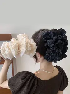 Elegant Bow Flower Hair Clips Set, Multi-Layer Lace Shark Clip Barrettes for Women, Stylish Daily Use & Updos Accessories
