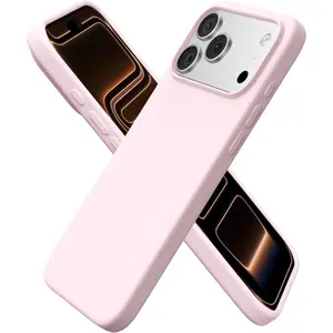 Compatible with iPhone 17 Pro Max For Case 6.9", Slim Liquid Silicone 3 Layers Soft Gel Rubber Shockproof Protective Cover with Anti-Scratch Microfiber Lining-Chalk Pink