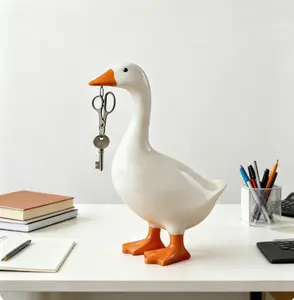 Cute Goose Key Holder Statue, Magnetic Duck Key Hook, Aesthetic Desk & Wall Decor, Funny Goose Figurine for Home & Office, Unique Gift Idea