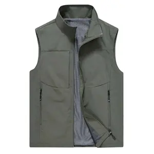 Mens Army Green Lightweight Travel Vest for Hiking Fishing & Photography - Sleeveless Design, Versatile Utility Jacket Top Menswear Army Green Tops Plain