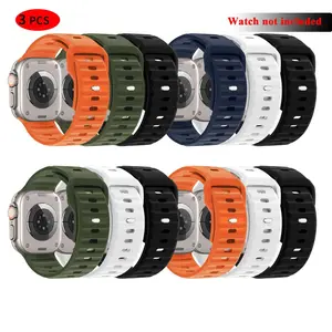 Silicone Fashion Smart Watch Band, 3 Counts Replacement Watch Band, Smartwatch Strap, Smart Watch Straps, Smart Watch Accessories Compatible with Apple Watch 49mm 45mm 44mm 42mm