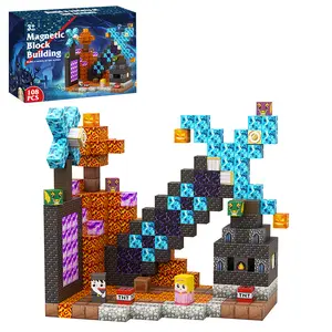 108PCS  Magnetic Blocks Magnetic Building Blocks Road Forest Magnetic Cubes - Constructions Toys for Boys & Girls Age 3-4,5-8 9 10,STEM Montessori Stacking Toy, Sensory Tiles Birthday for Toddlers