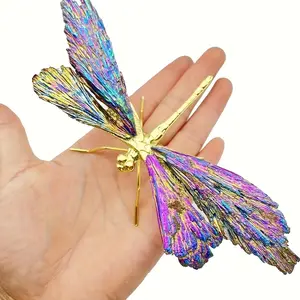 Stone Dragonfly Figure Crystal Dragonfly Figurine Art Insect Miniature Figurine Animals Home Decor(Golden) Kit Decor