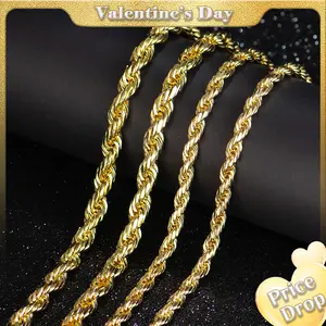 Holylegend 14K Real Gold-Plated Rope Chain Necklace for Men and Women,Upgraded Shine, Faceted Cut, Tarnish-Free, 6mm/8mm, 22"/24" Jewelry