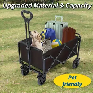Large Capacity Multifunctional Foldable Stroller Practical All-Terrain Wheels Pet Friendly for Family Shopping Beach Lawn Garden Camping