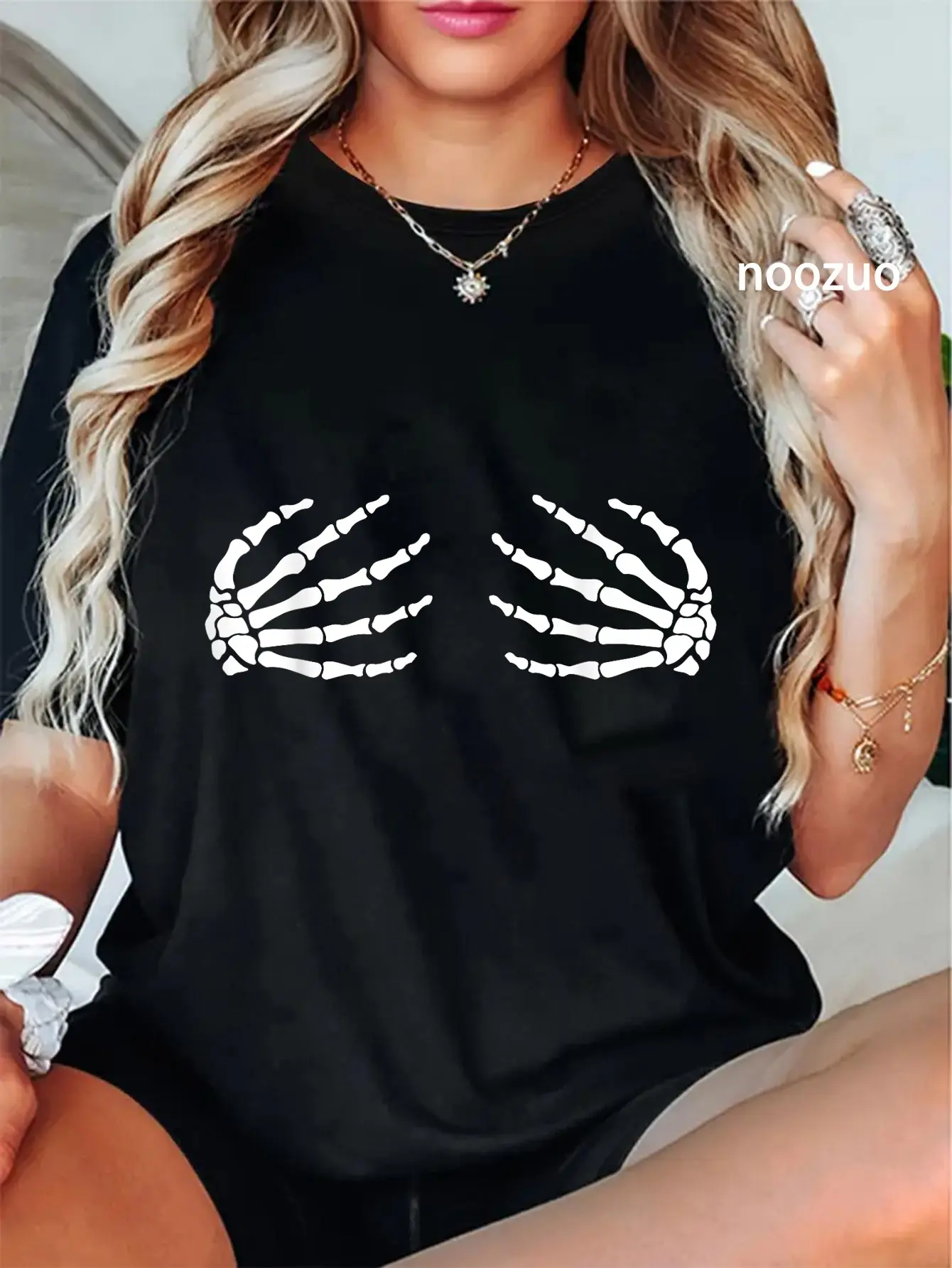Bleach painted t shirt skeleton hand - TikTok Shop