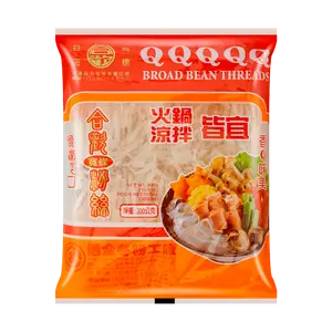 HEHUAN QQ Hot Pot Wide Noodles 300g - Authentic Chinese Glass Noodles for Instant Pot & Stir-Fry