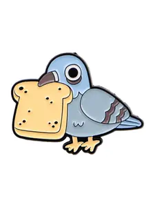 Adorable Bread-Eating Pigeon Cartoon Brooch Clip, Cute Animal Badge for Jackets Backpacks Hats, Fashion Accessory for All Seasons, Charm