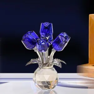 Elegant Crystal Glass Rose Figurine, Home Decor Ornaments, Romantic Gift for Any Occasion, Perfect for Christmas, Halloween, Thanksgiving, Valentine's Day