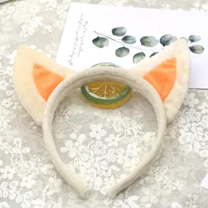 Cute Lolita Plush Long Horn Lamb Headbands Cosplay Kawaii Animal Costumes Props Black Goat Ears Headdress Fox Hair Accessories