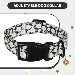 Adjustable Daisy Theme Dog Collar, Durable Breathable Flower Pendant, Suitable for Small Medium Large Dogs, Ideal Puppy Birthday Gift