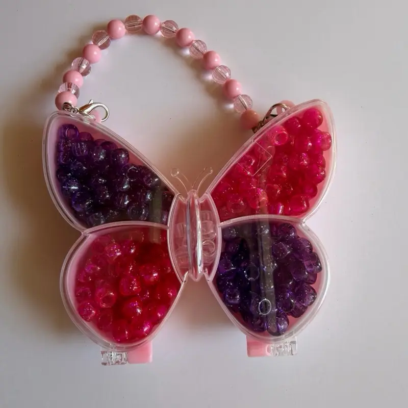 Little Luxe Co. Butterfly Bead Kit | Pink & Purple DIY Bracelet Making Container (one kit)