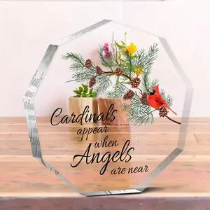 Cardinal Pattern Memorial Gift, 1 Count Acrylic Table Centerpiece, Bereavement Sympathy Gift for Loss Of Loved One, Home Decor Supplies