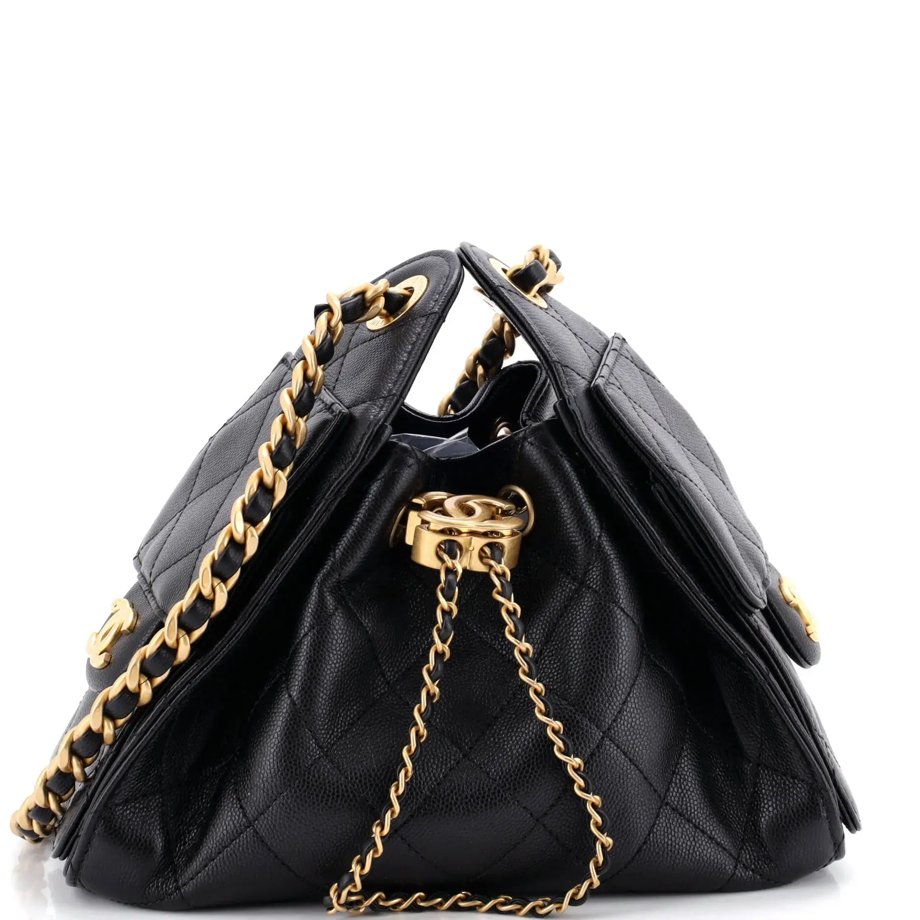 Pre-owned CHANEL Leather Shoulder Bags 25 Hobo Bag Quilted Caviar Mini by Rebag