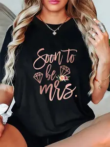100% Cotton Casual Tshirt Soon To Be Mrs For Bride Future Wife Engaged Women Wedding T-Shirt