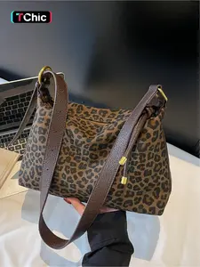 Women's Leopard Print Large Capacity Shoulder Bag, Crossbody Tote Bag, Casual Fashion Design, Perfect for Daily Use & Travel, Stylish Handbag, Everyday Bag, Fashionable Bags
